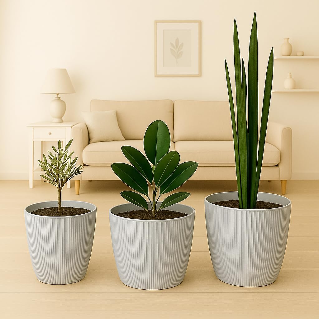 Blumentopf Set, Ø 18 cm (7.08 inch) Hellgrau