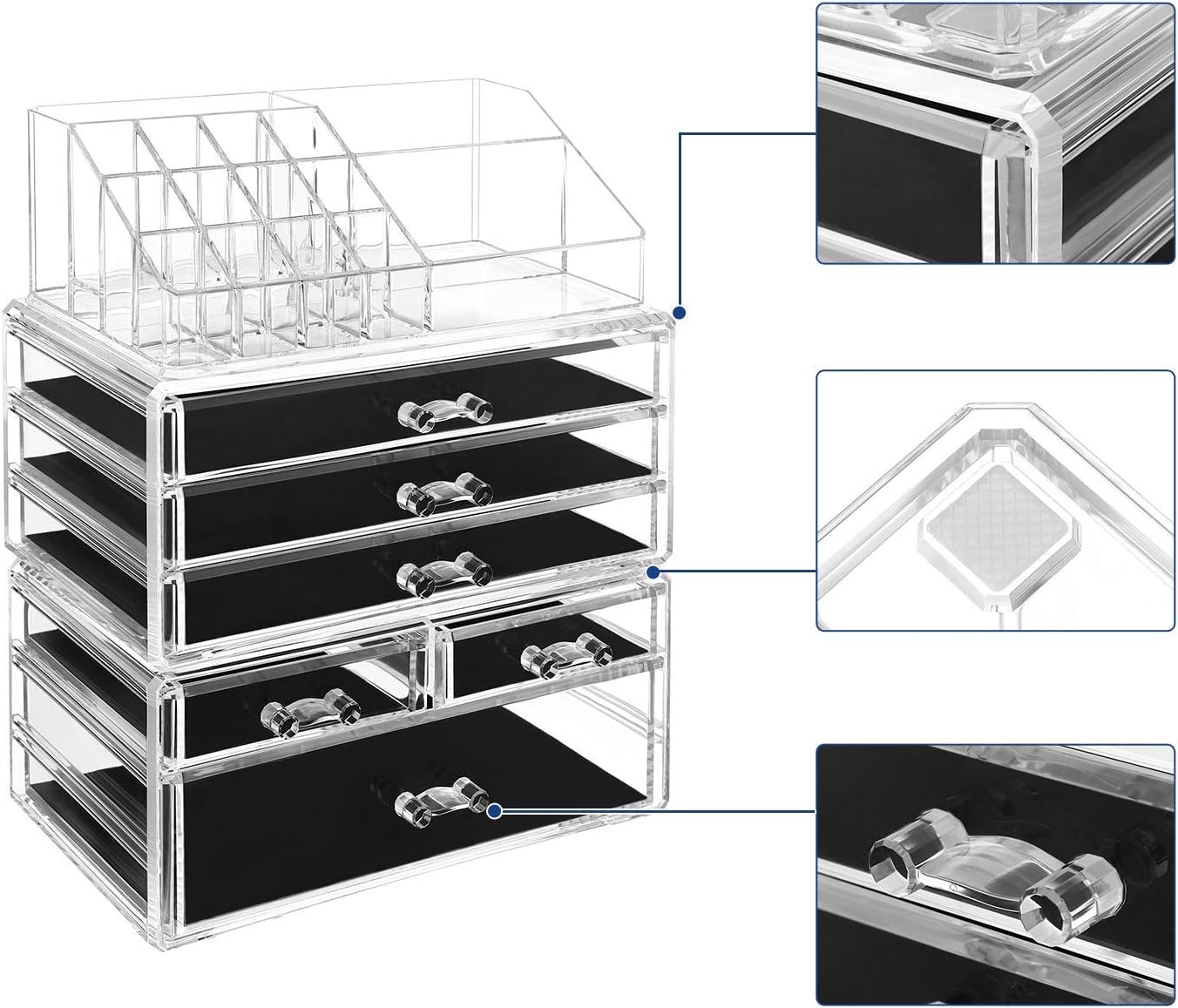 Make-up Organizer mit 6 Schubladen und 15 Fächern, Transparent 5 Tier (30,5H cm)