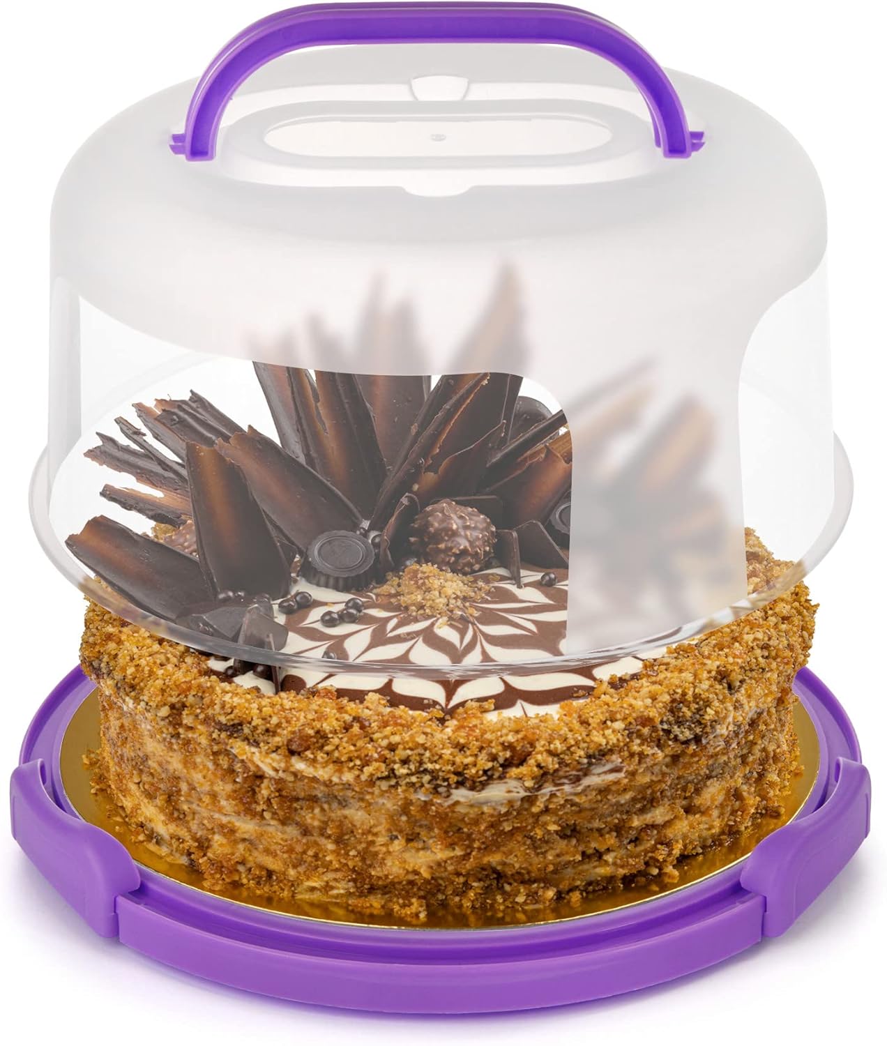 Runder Kuchenträger mit Tragegriff, 30 cm, Lila
