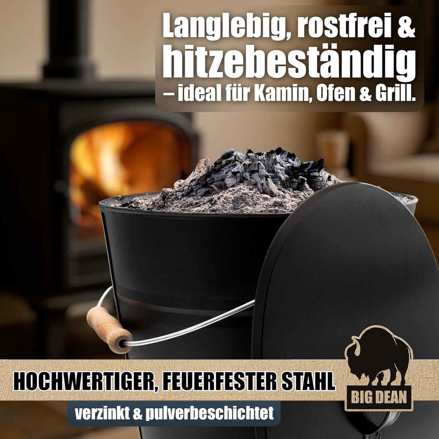 Ascheeimer mit Deckel