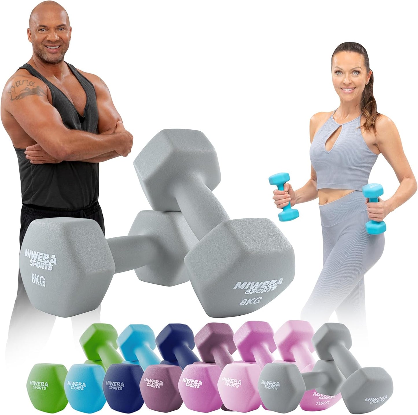 Hantelset, Grau 2X 8.0 kg