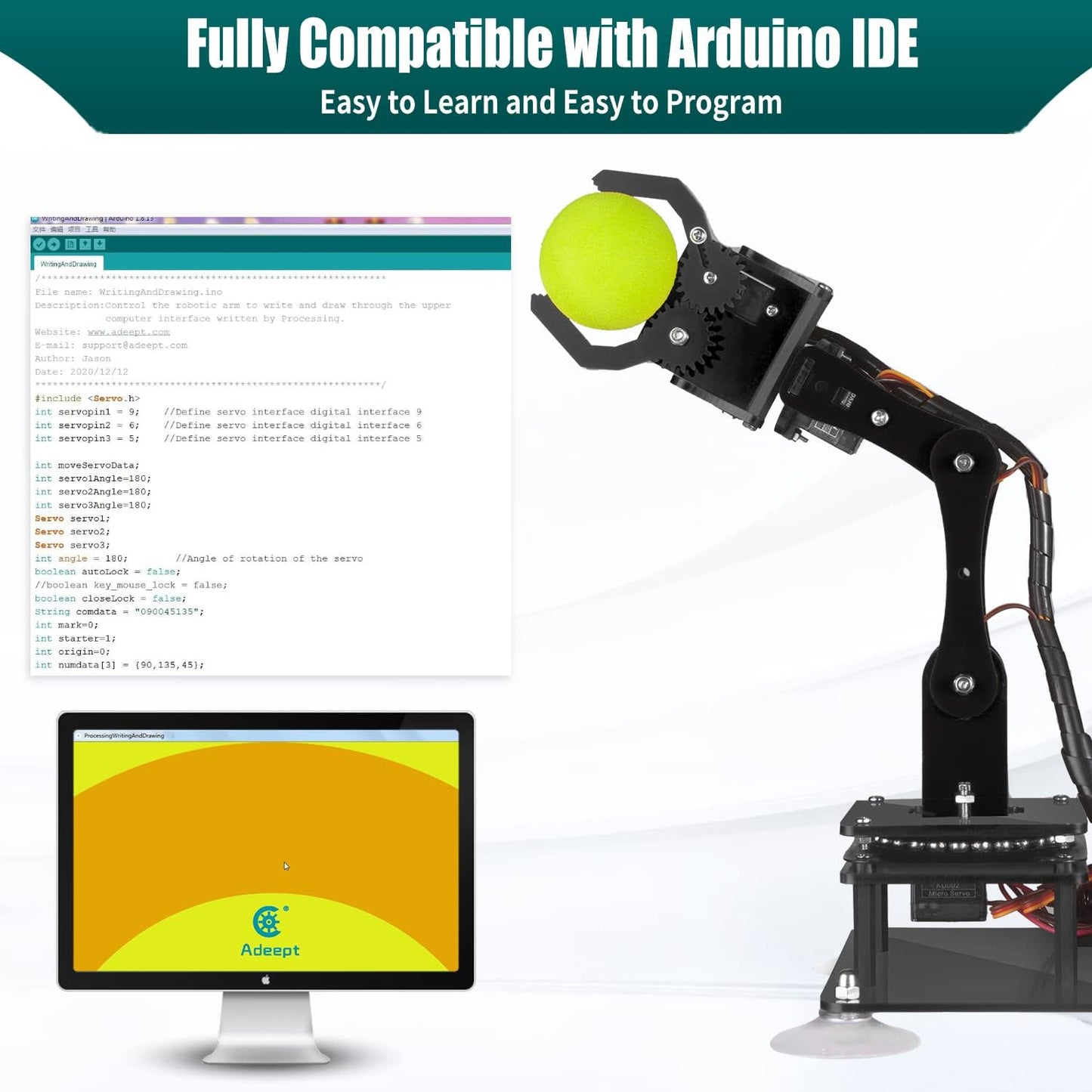 5-DOF Robot Arm Kit für Arduino, Holz