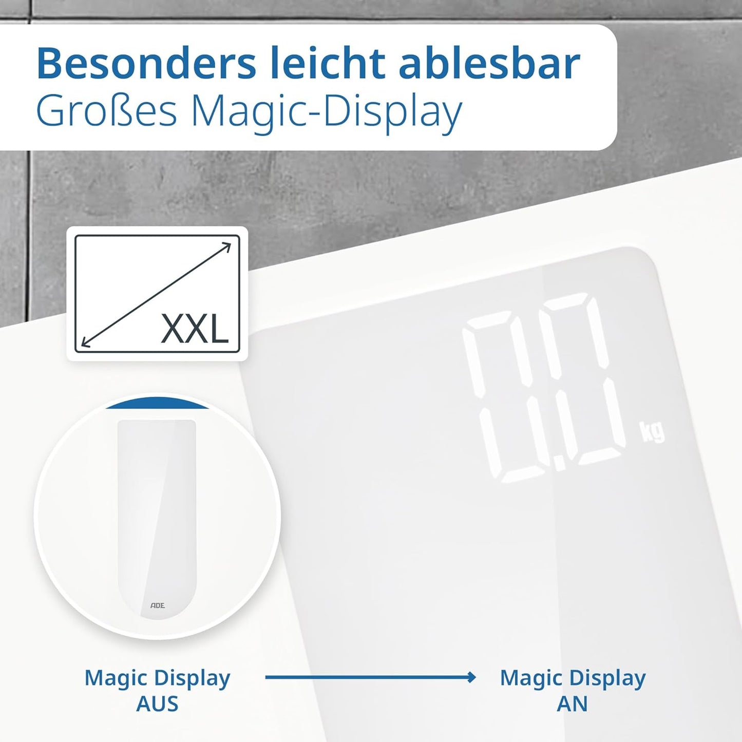 Digitale Personenwaage mit LED-Display, Weiss