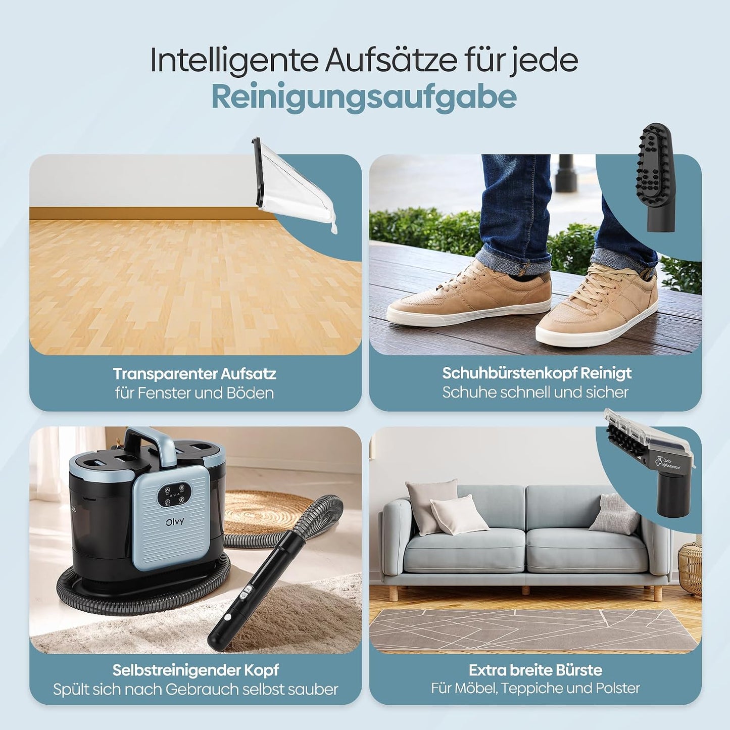 Teppichreiniger mit Zubehör, Black/Blue