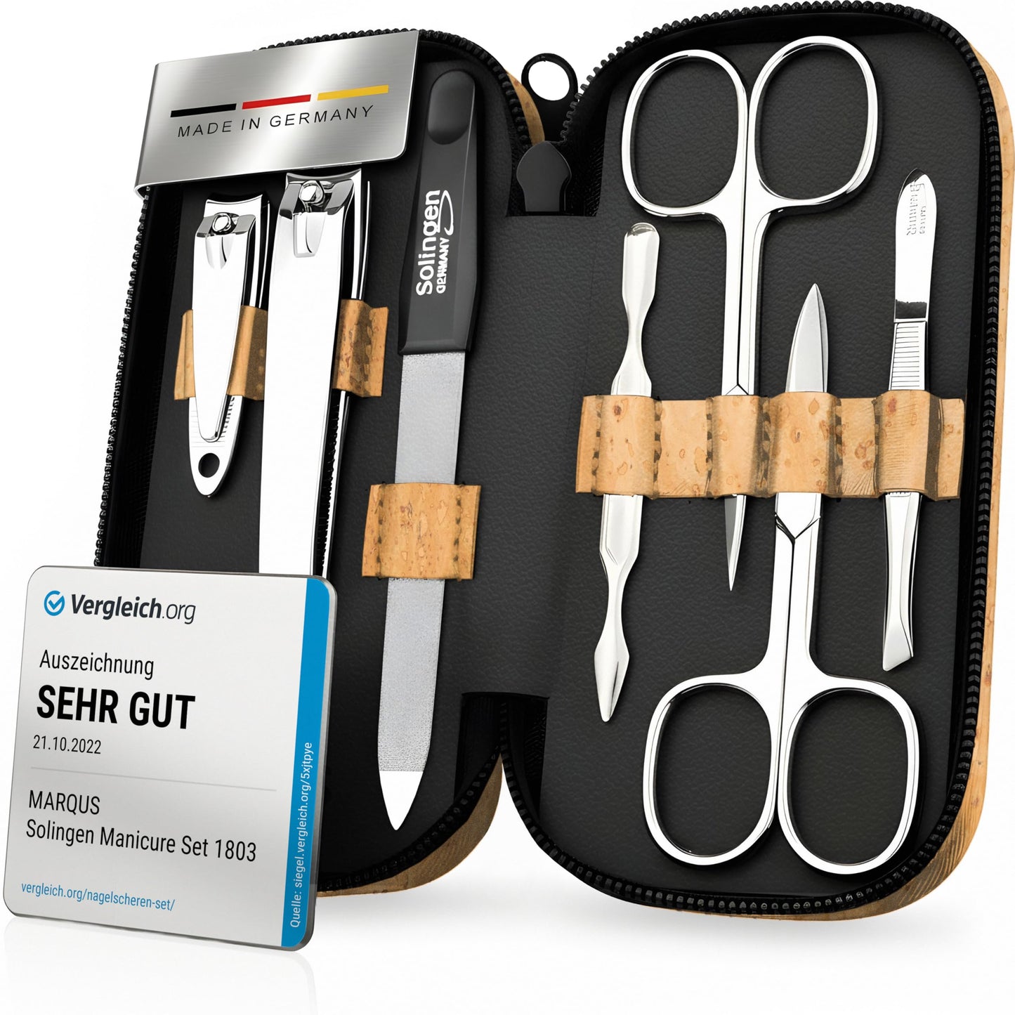 7-teiliges Maniküre-Set mit Lederetui, 10. Kork