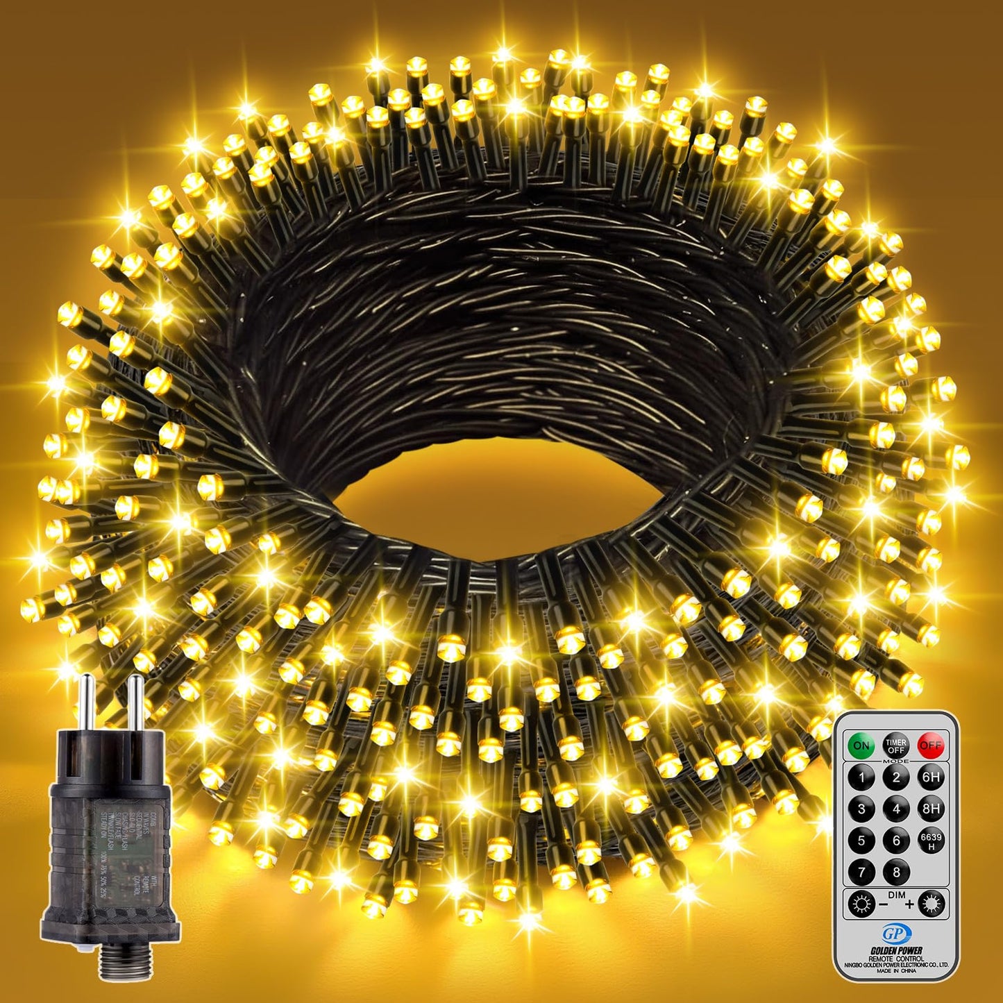 LED-Lichterkette mit Fernbedienung & Timer, 50M Warmweiss