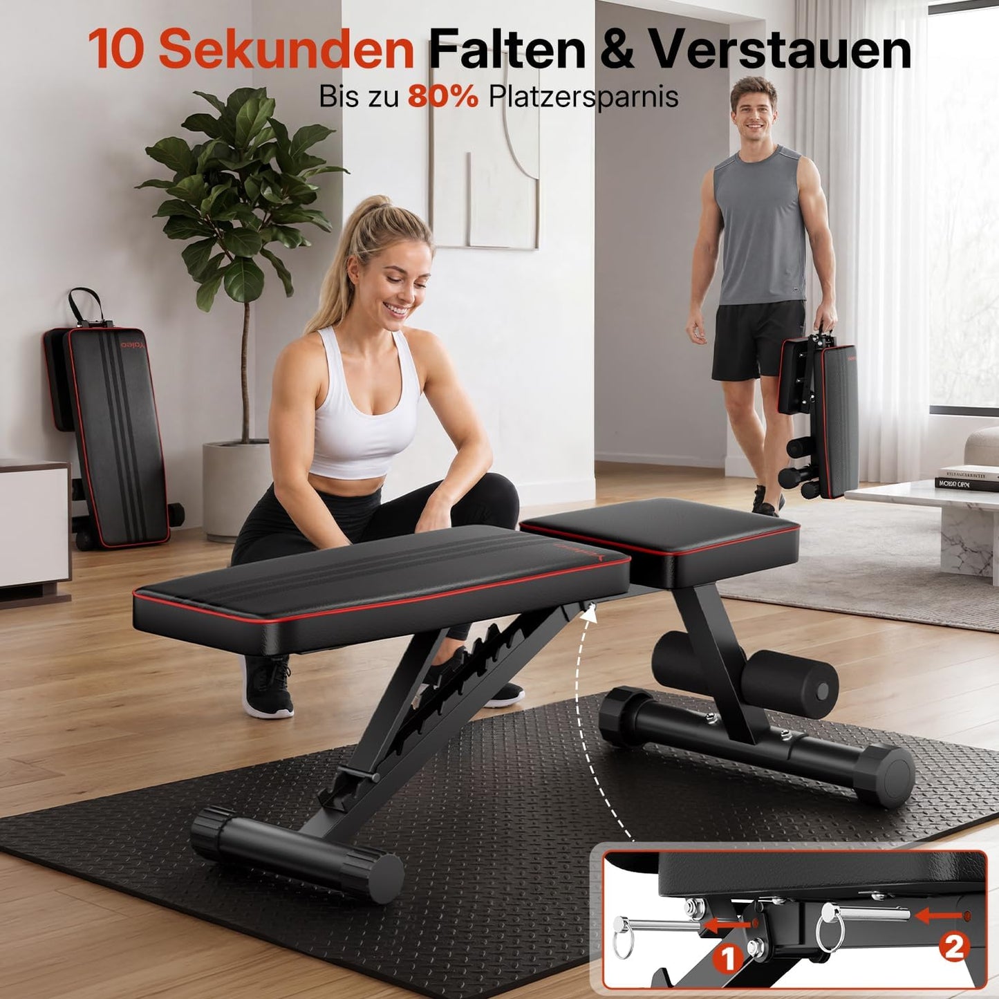 Verstellbare Hantelbank, klappbar