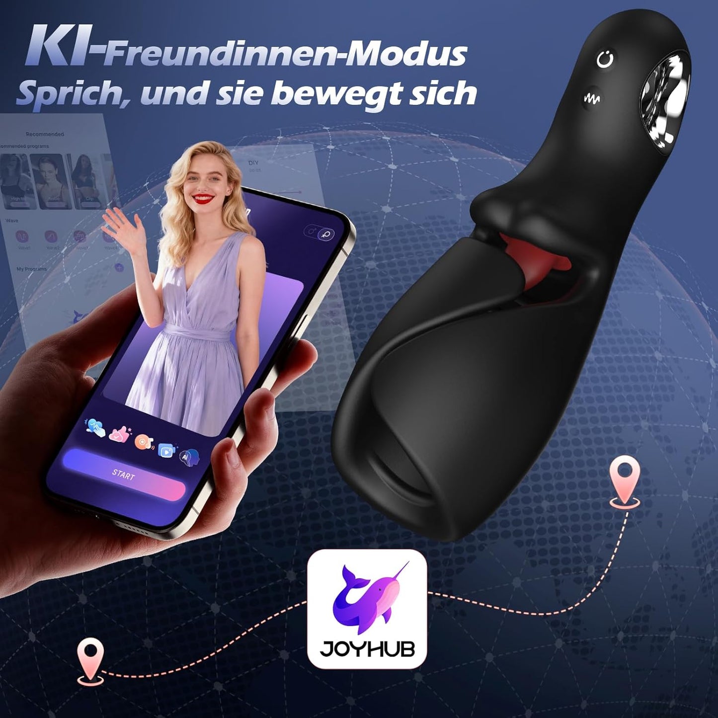 Sex Spielzeug für Männer Masturbator mit AI App, Black