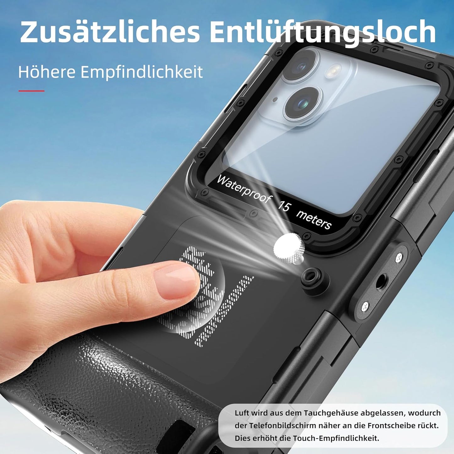 Unterwasser-Tauchgehäuse für iPhone, Schwarz