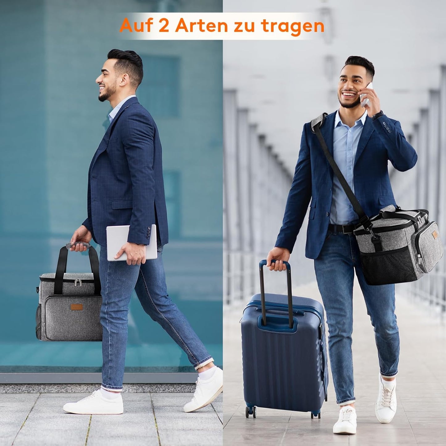 Faltbare Kühltasche für Picknick und Reise, 24L Grau