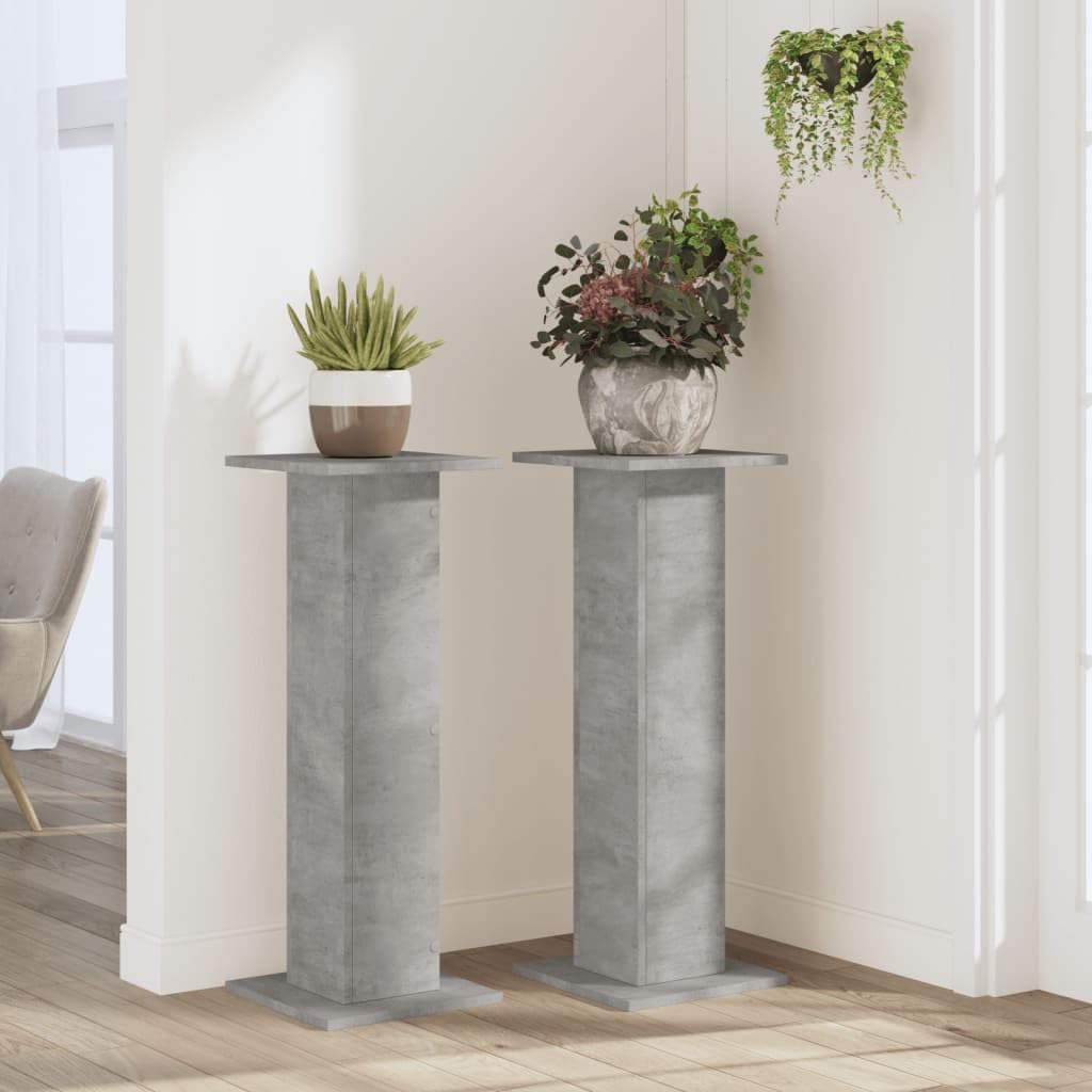 2er-Set Pflanzenständer, 30 x 30 x 80 cm Betongrau