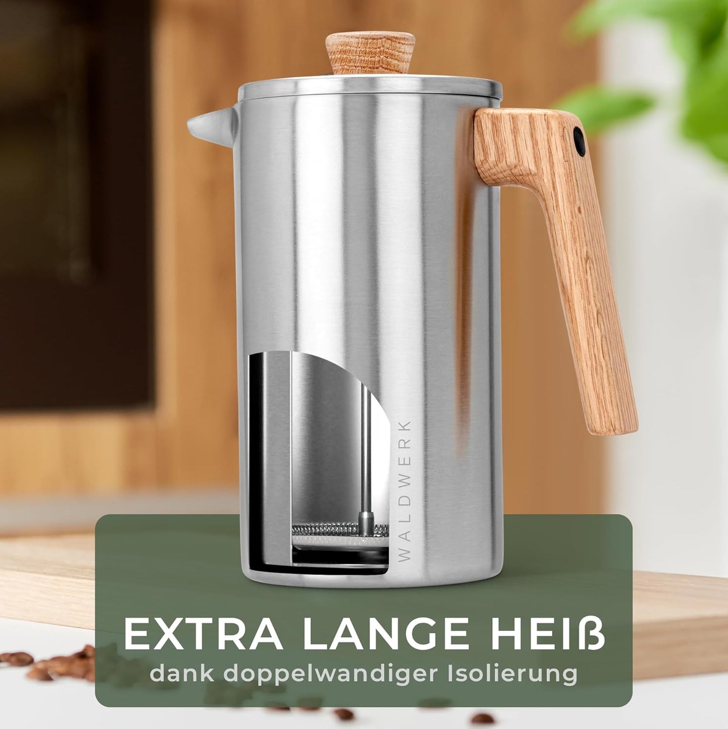 French Press Kaffeebereiter aus Edelstahl (1L), French Press 1L