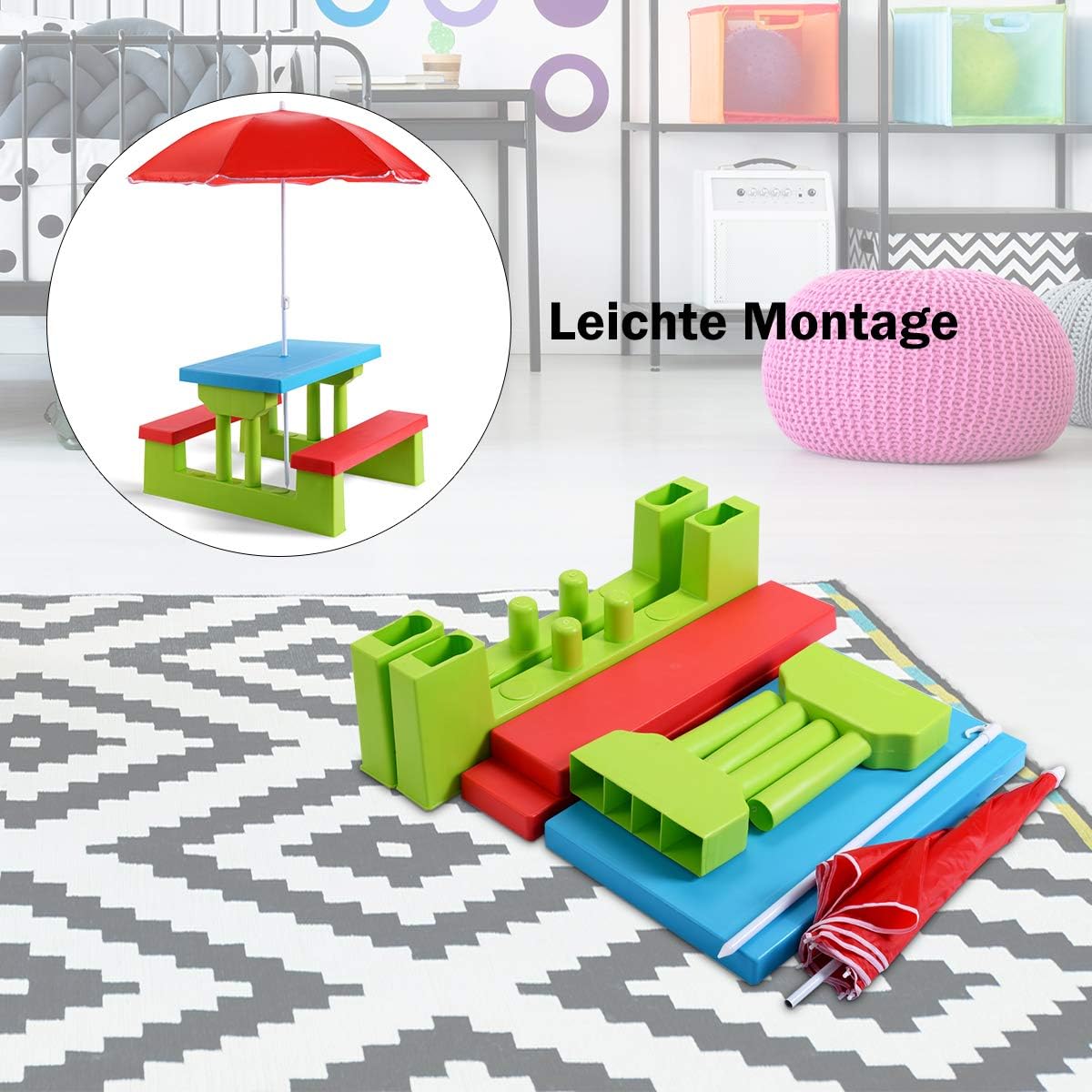 Kindersitzgruppe mit Sonnenschirm (Modell 1), Modell 1