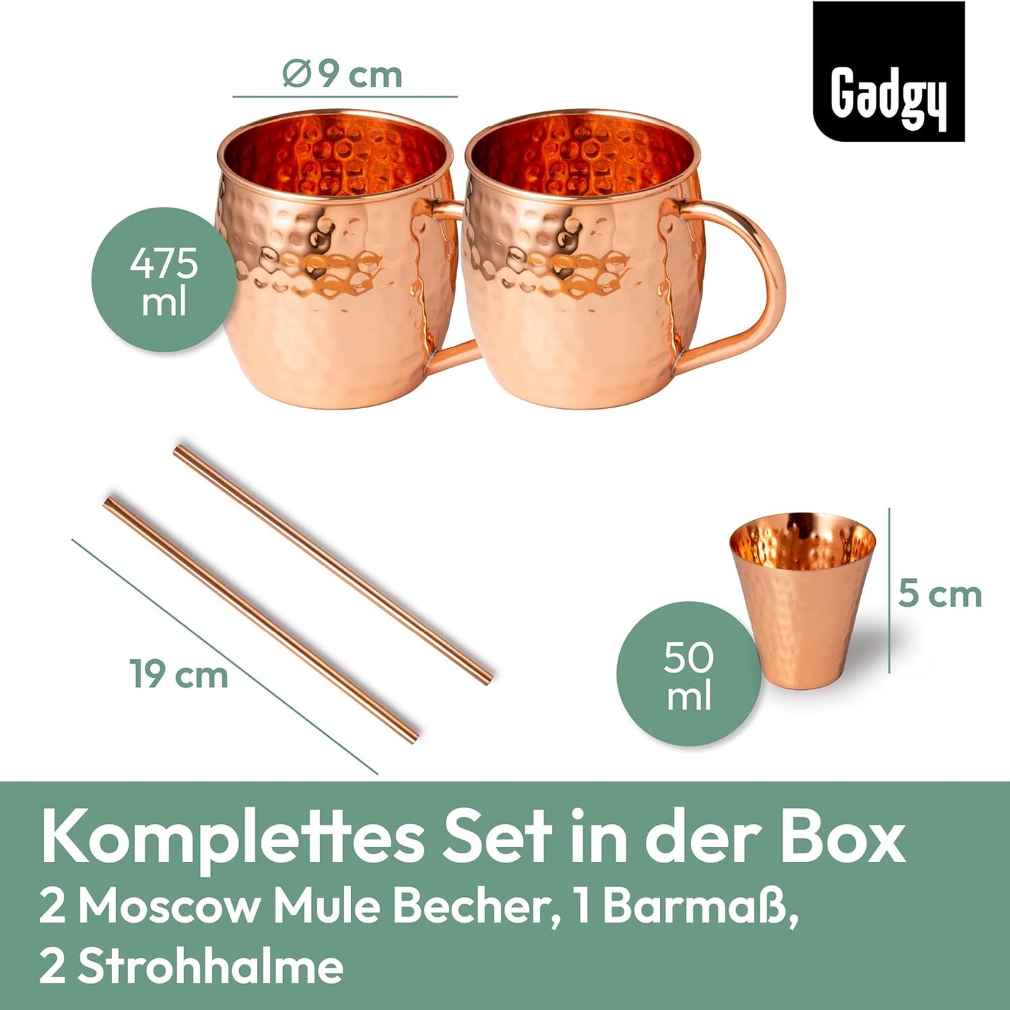 Moscow Mule Becher Set, Rich Copper