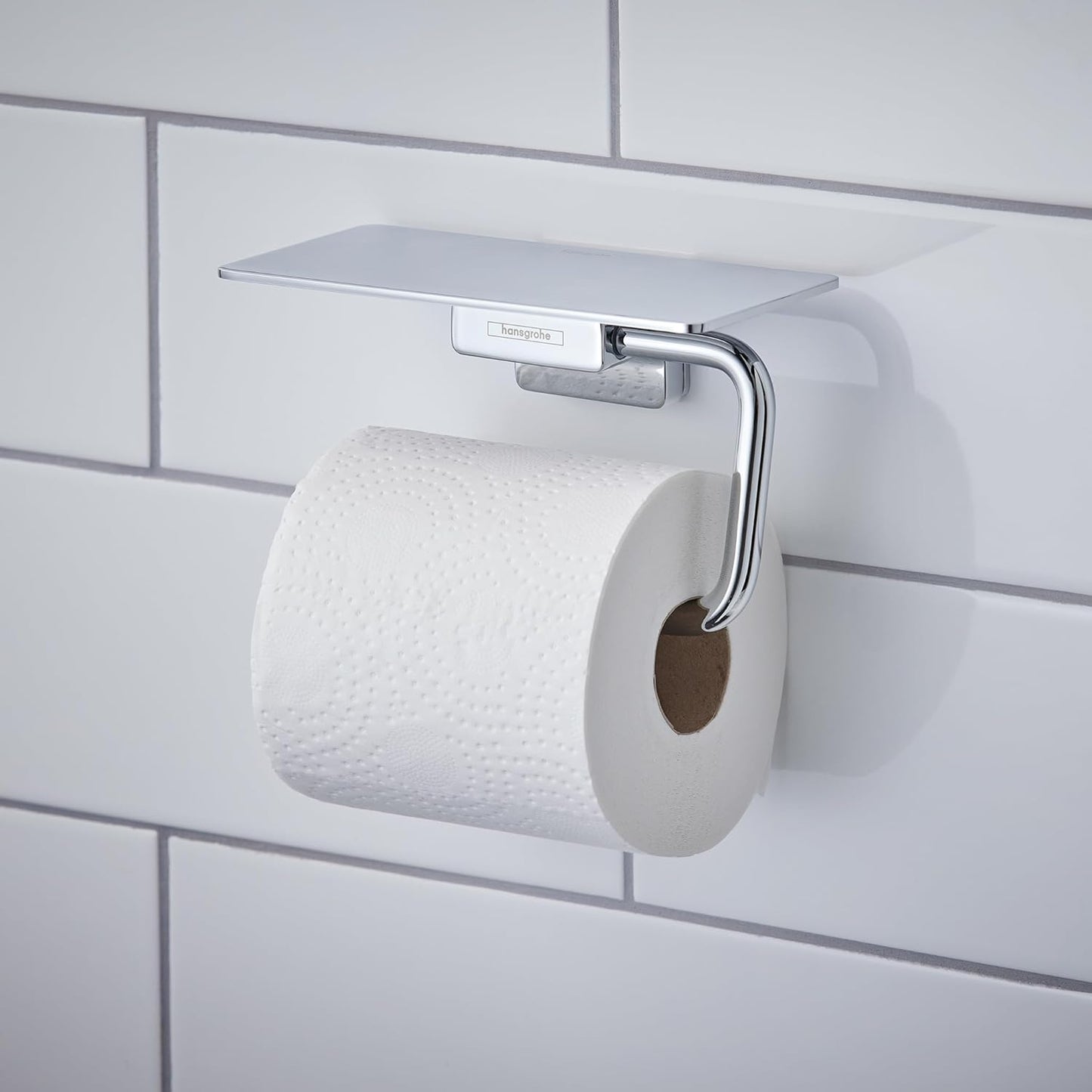 Toilettenpapierhalter mit Ablage, Chrom mit Ablage