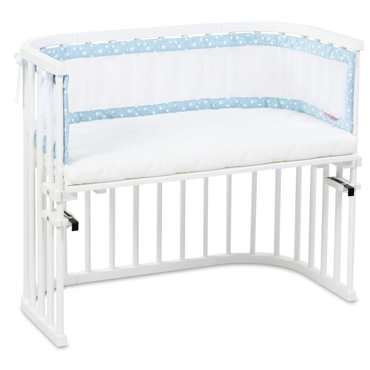 Nestchen für Beistellbett, Azurblau Sterne Weiss|für Modell Boxspring XXL