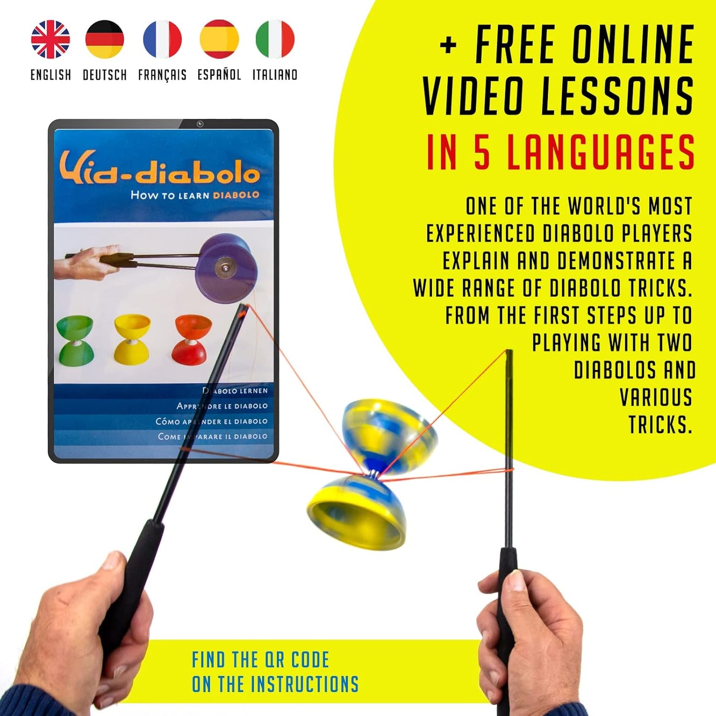 Diabolo Jonglierset, Blau/Gelb