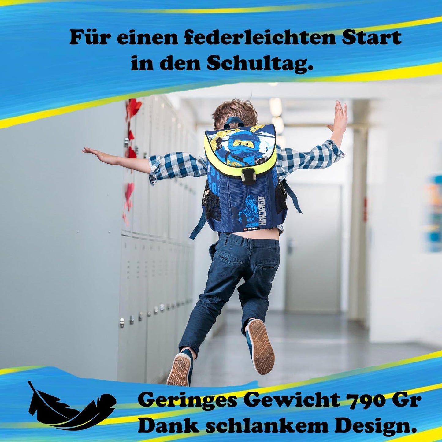 Ninjago Schulranzen-Set, Blau 6-teiliges Set mit Federmappe