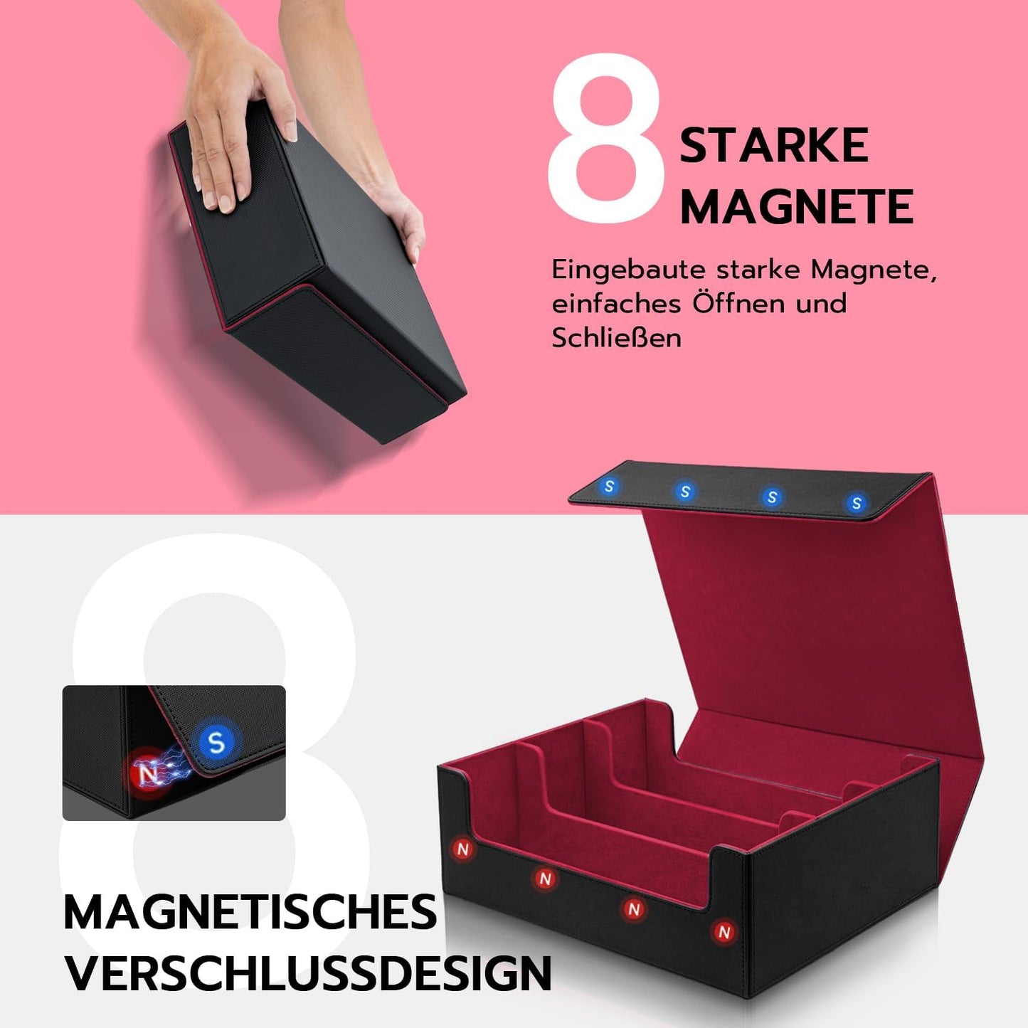 Sammelkarten Aufbewahrungsbox mit Trennwänden, 1800+red
