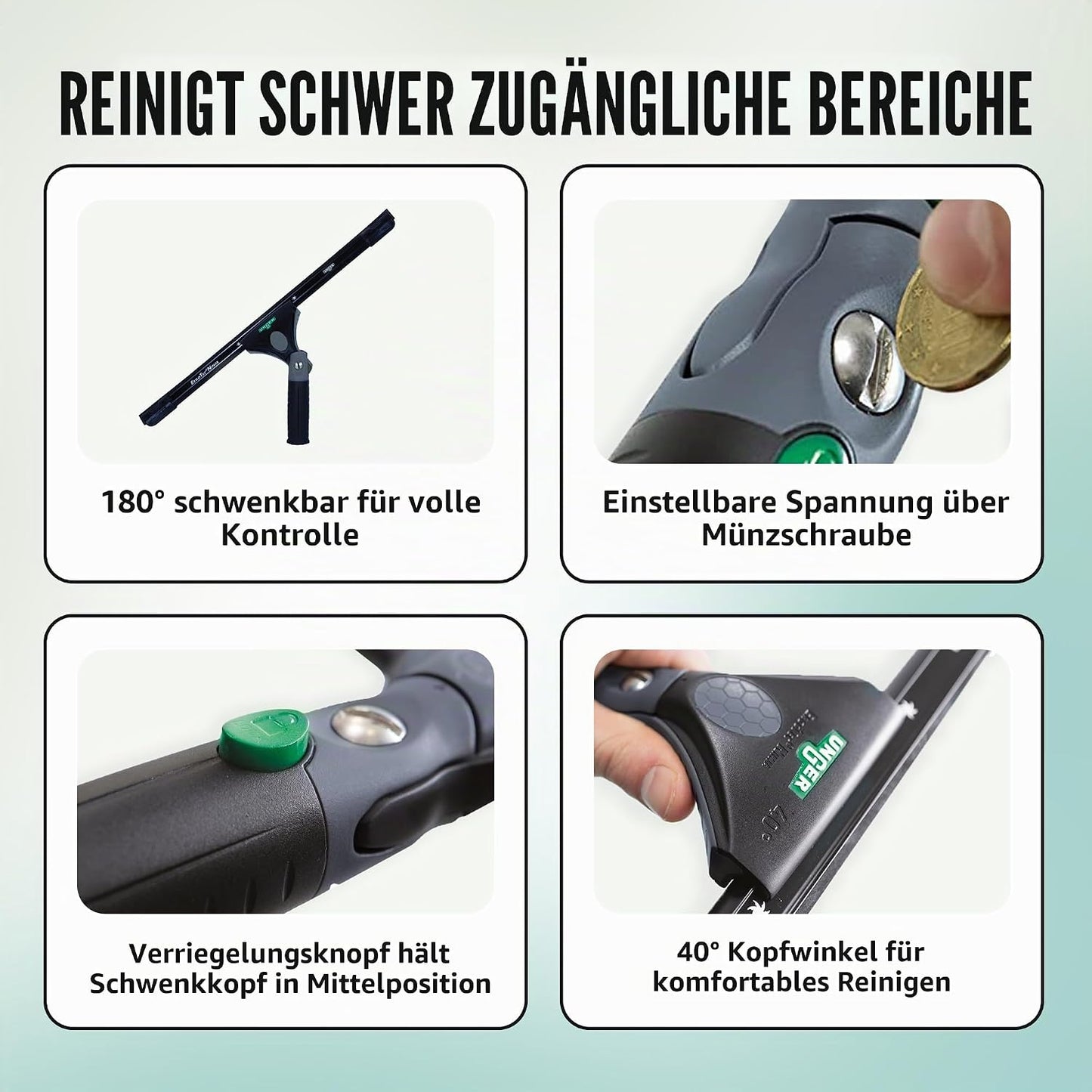 EN350 ErgoTec Ninja Fensterwischer mit Schwenkfunktion, 35 cm 40°