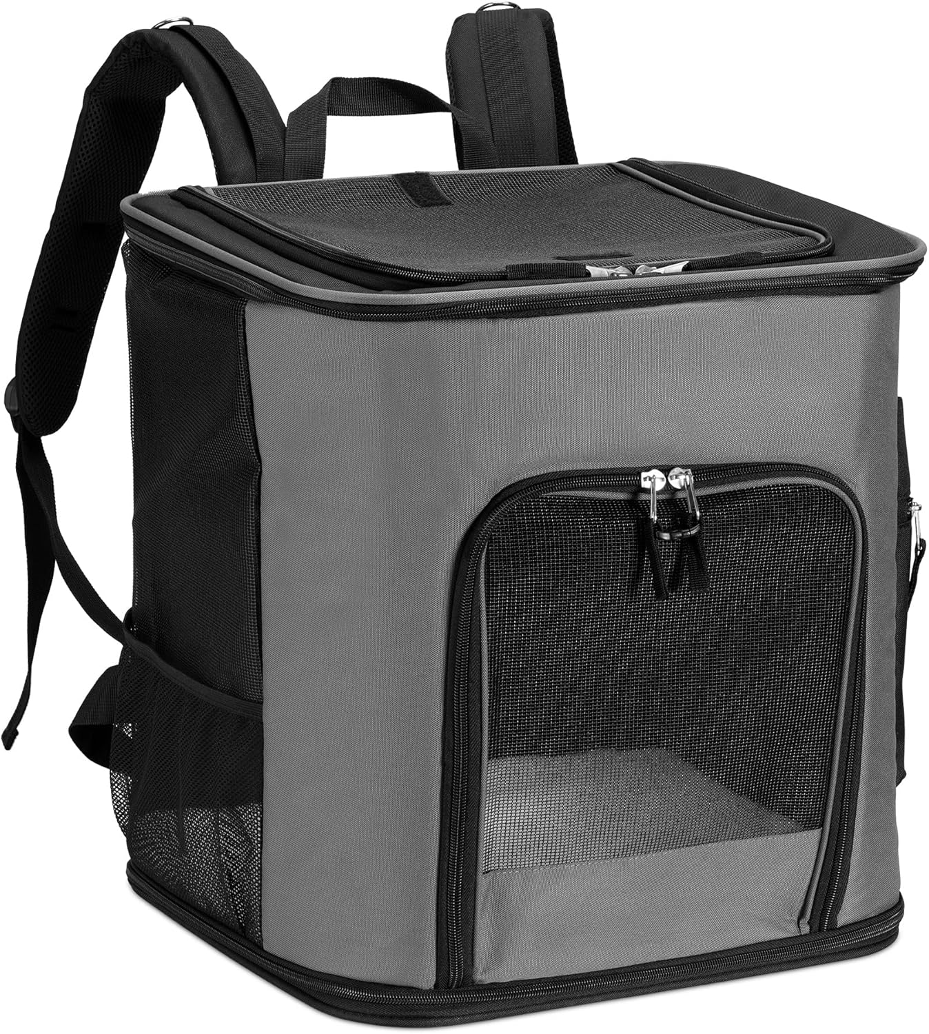 Haustierrucksack mit Bauchgurt, faltbar, Dunkelgrau