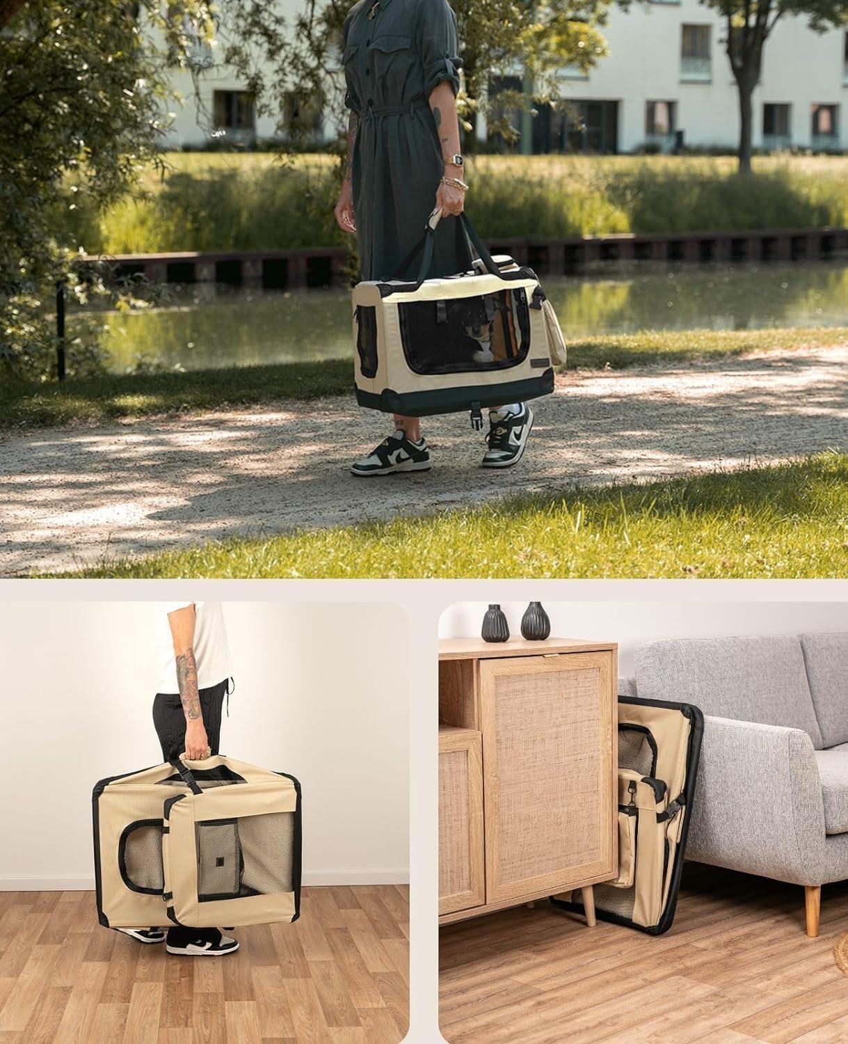 Hundetransportbox, Beige, 2 - S: 60x42x44 cm