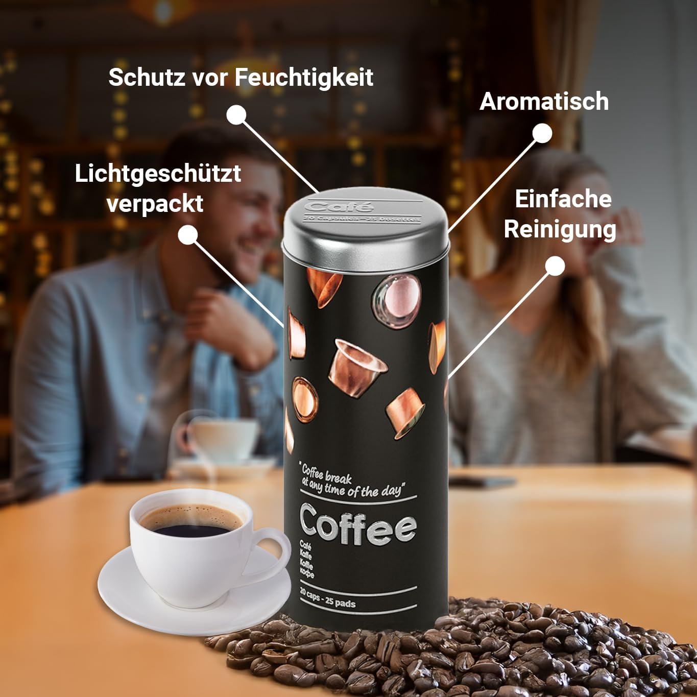 Kaffeepaddose, 2 Stück, Schwarz