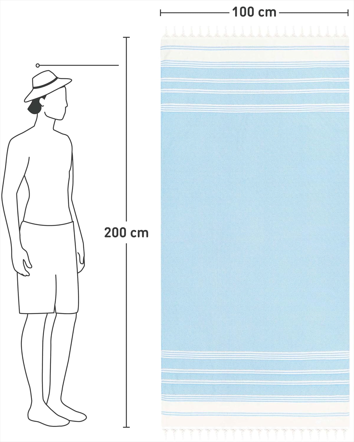 Hamamtuch, 12 Ice Blue - Diamond 100x200cm