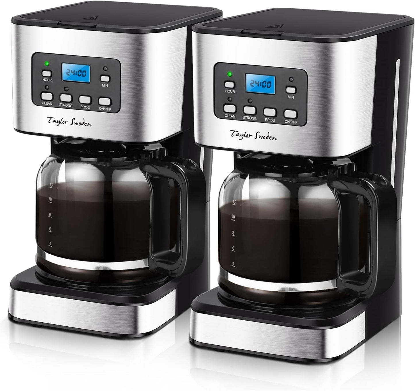 2er Set Filterkaffeemaschine mit Timer und Abschaltautomatik, Schwarz*2