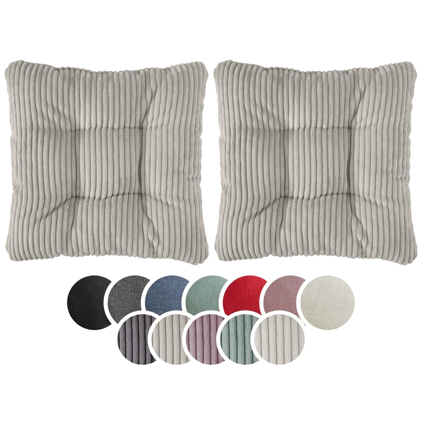 2er Set Sitzkissen, Cord: Hellgrau 2
