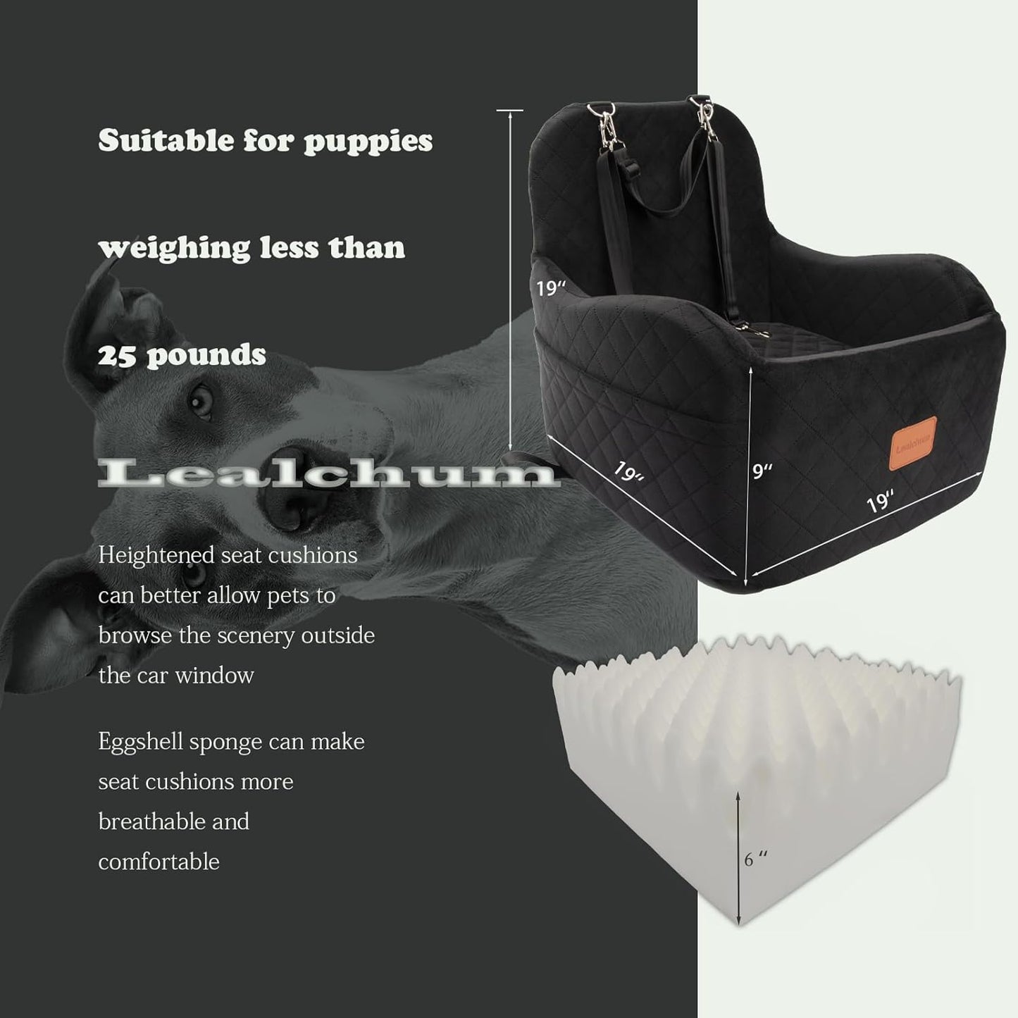Booster Autositz Hund, Black Mdeium