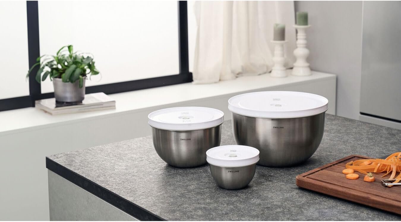6tlg. Fresh & Save Bowls Vakuumschüssel Set, Set Edelstahl m. Deckel