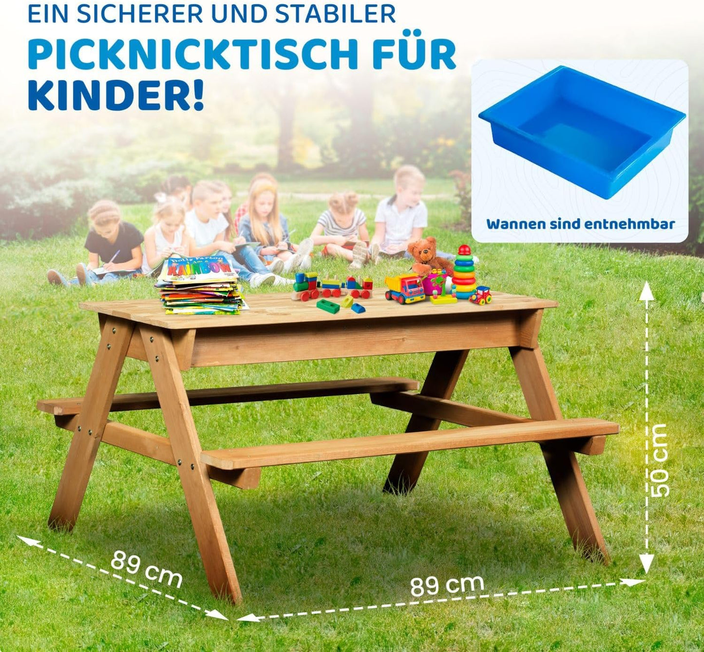 2 in 1 Kindersitzgruppe mit Sand- & Wasserspieltisch