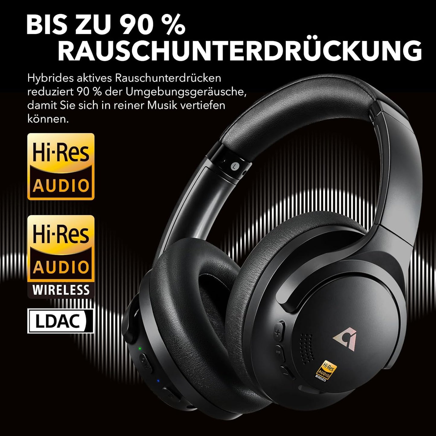 Y8+ Kabellose Over-Ear Kopfhörer, Schwarz