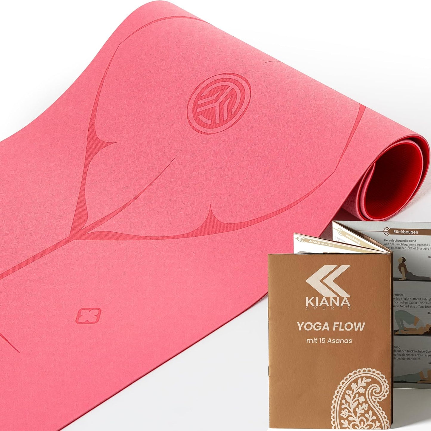 Rutschfeste Yoga- und Sportmatte 8 mm, 8 mm dick Rosa