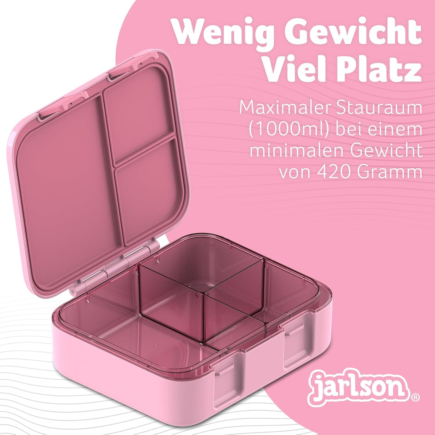 Kinder Bento Lunchbox mit Trennfächern, Katze Rosa