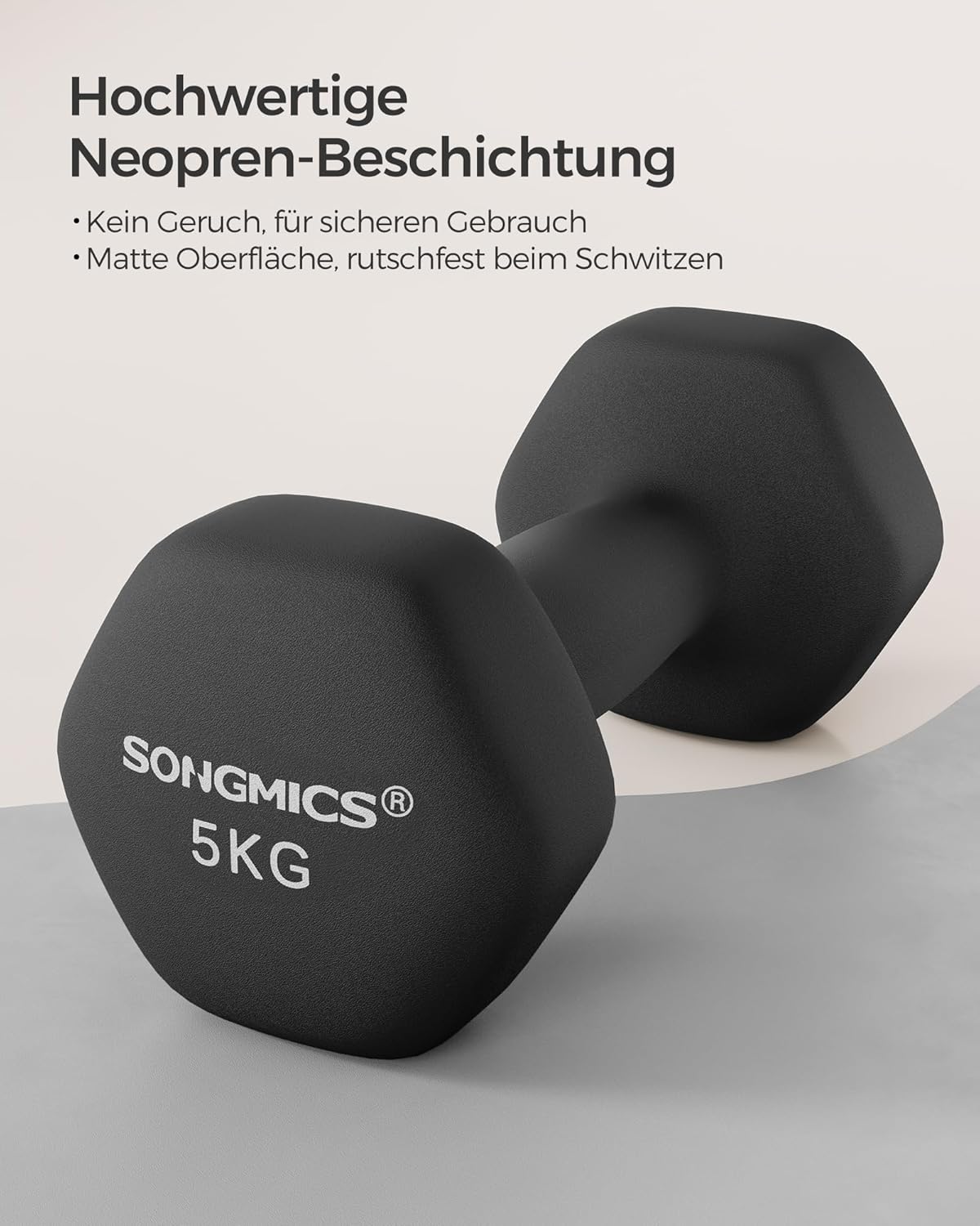 Hexagon-Kurzhanteln (2x 5 kg), 2 x 5 kg, Negro