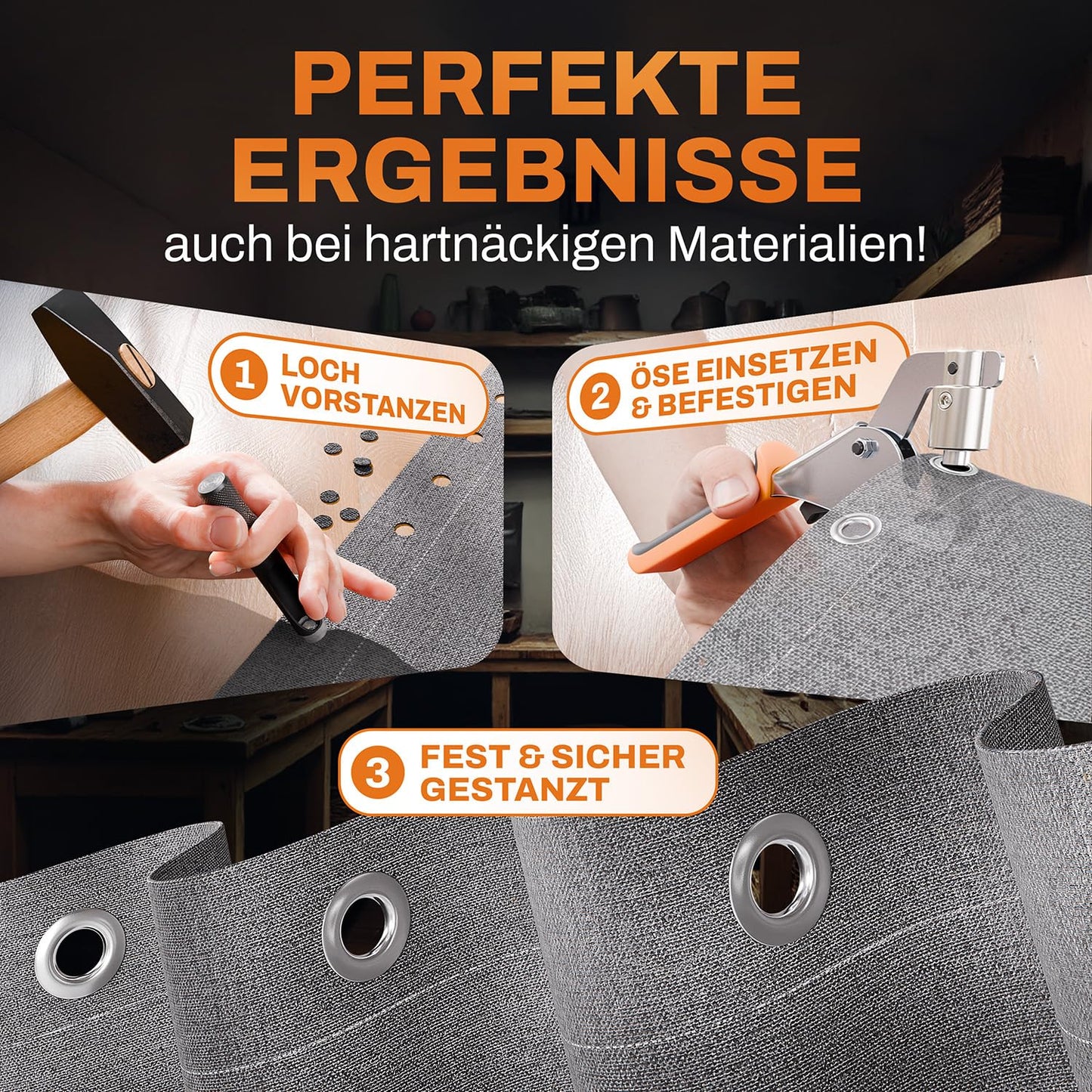Ösenzange Set mit 200 rostfreien Ösen