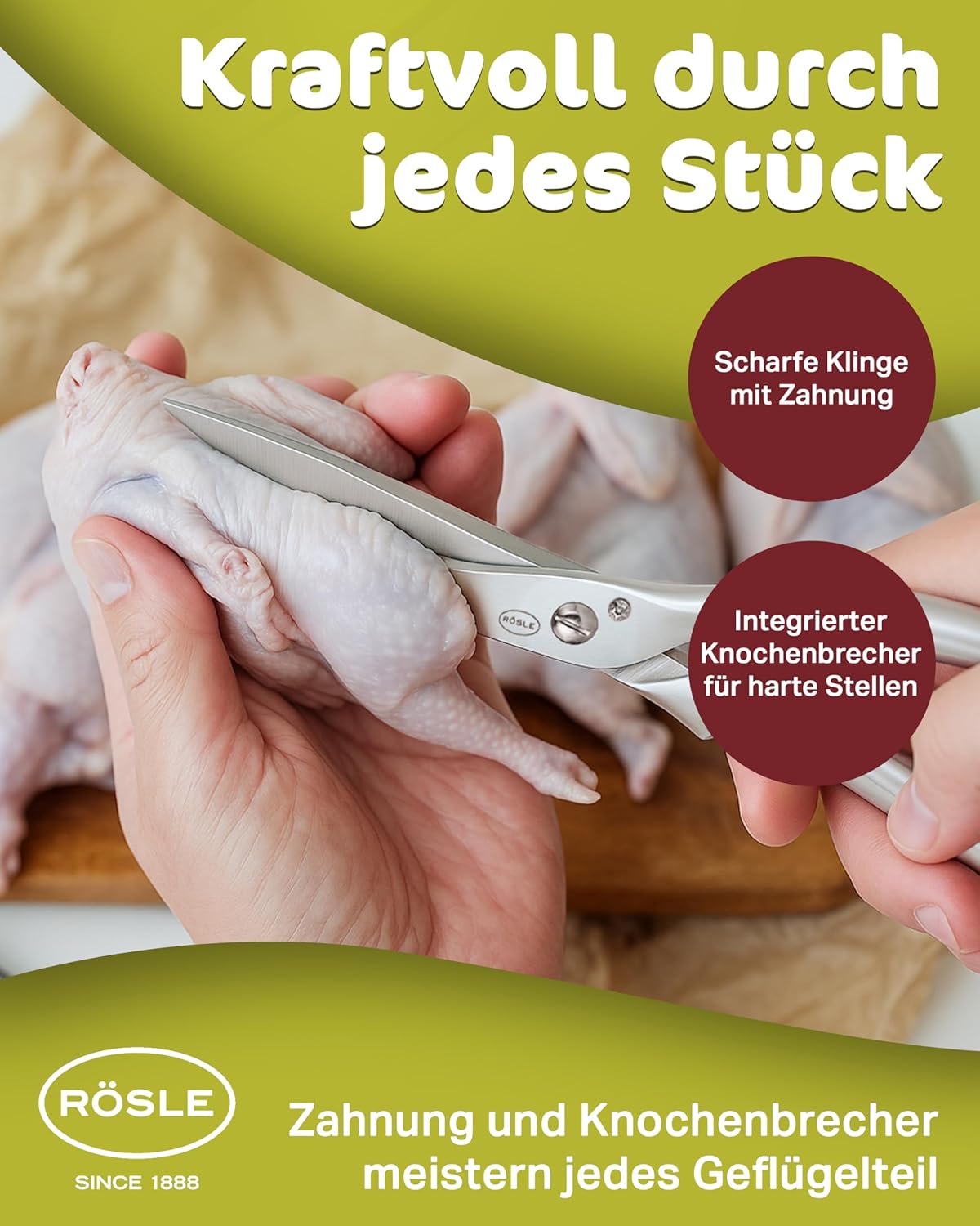 Geflügelschere mit Einhandverriegelung