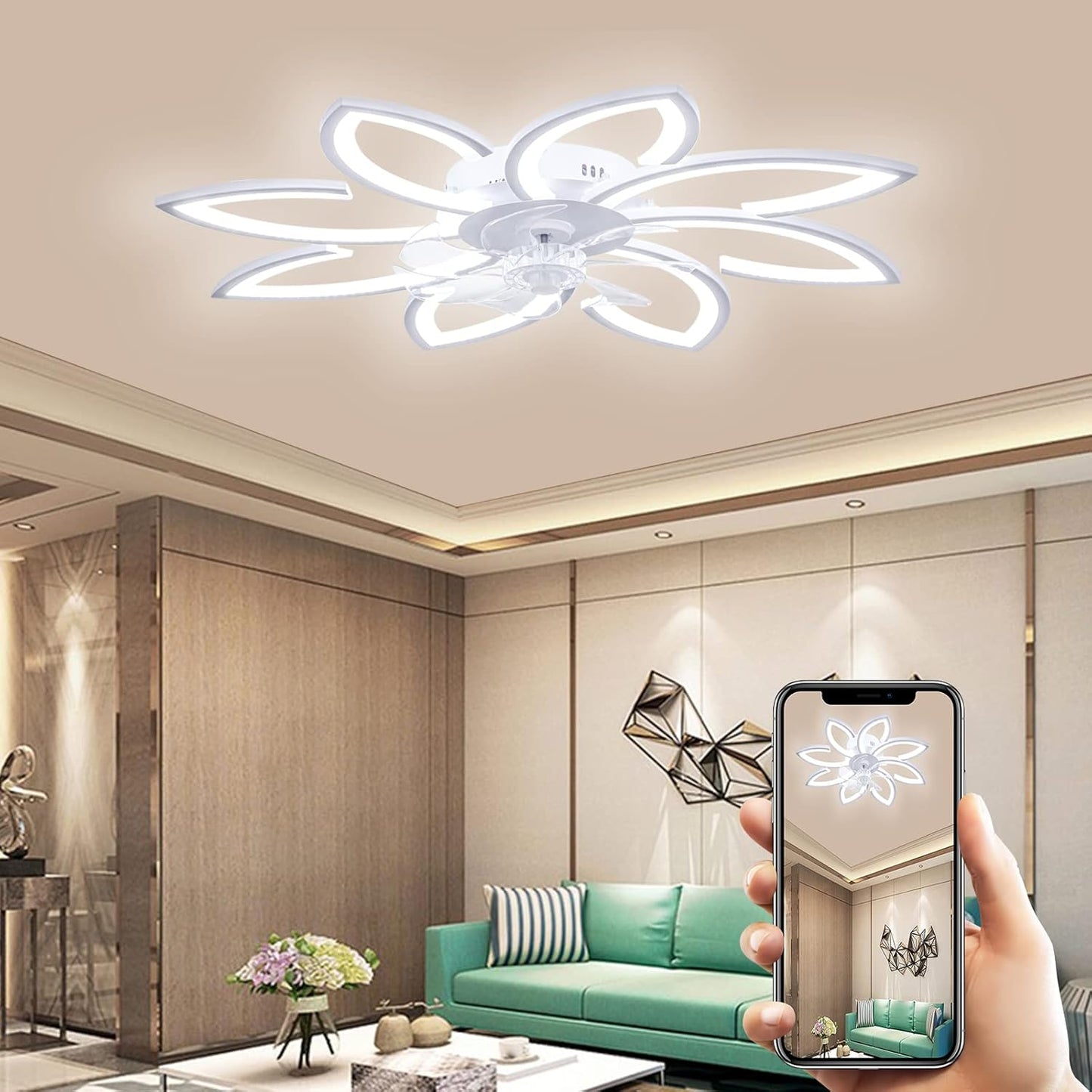 Deckenventilator mit LED-Beleuchtung und Fernbedienung, 90CM