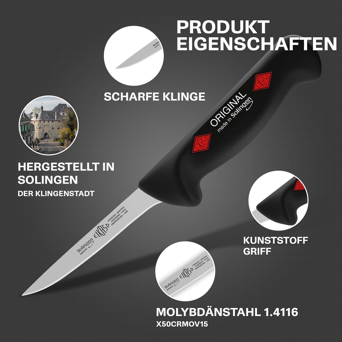 Ausbeinmesser, Schwarz 10cm