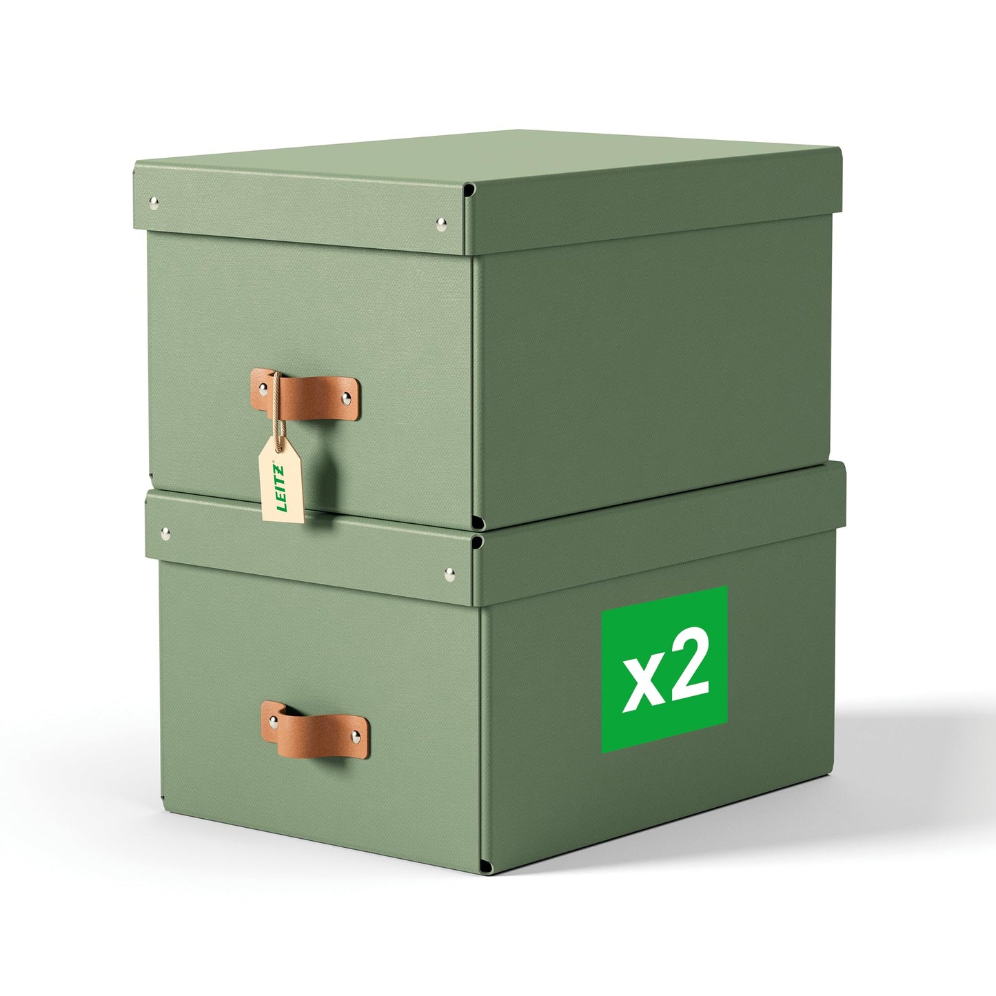 2er-Set Aufbewahrungsbox mit Deckel, Box mittel Grün