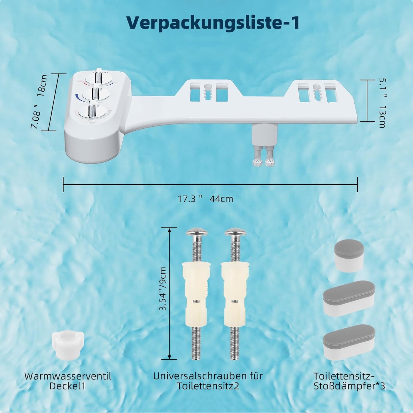 WC-Bidet-Aufsatz mit verstellbarem Wasserstrahl, Bidet Attachment (Verbinder 1/2")