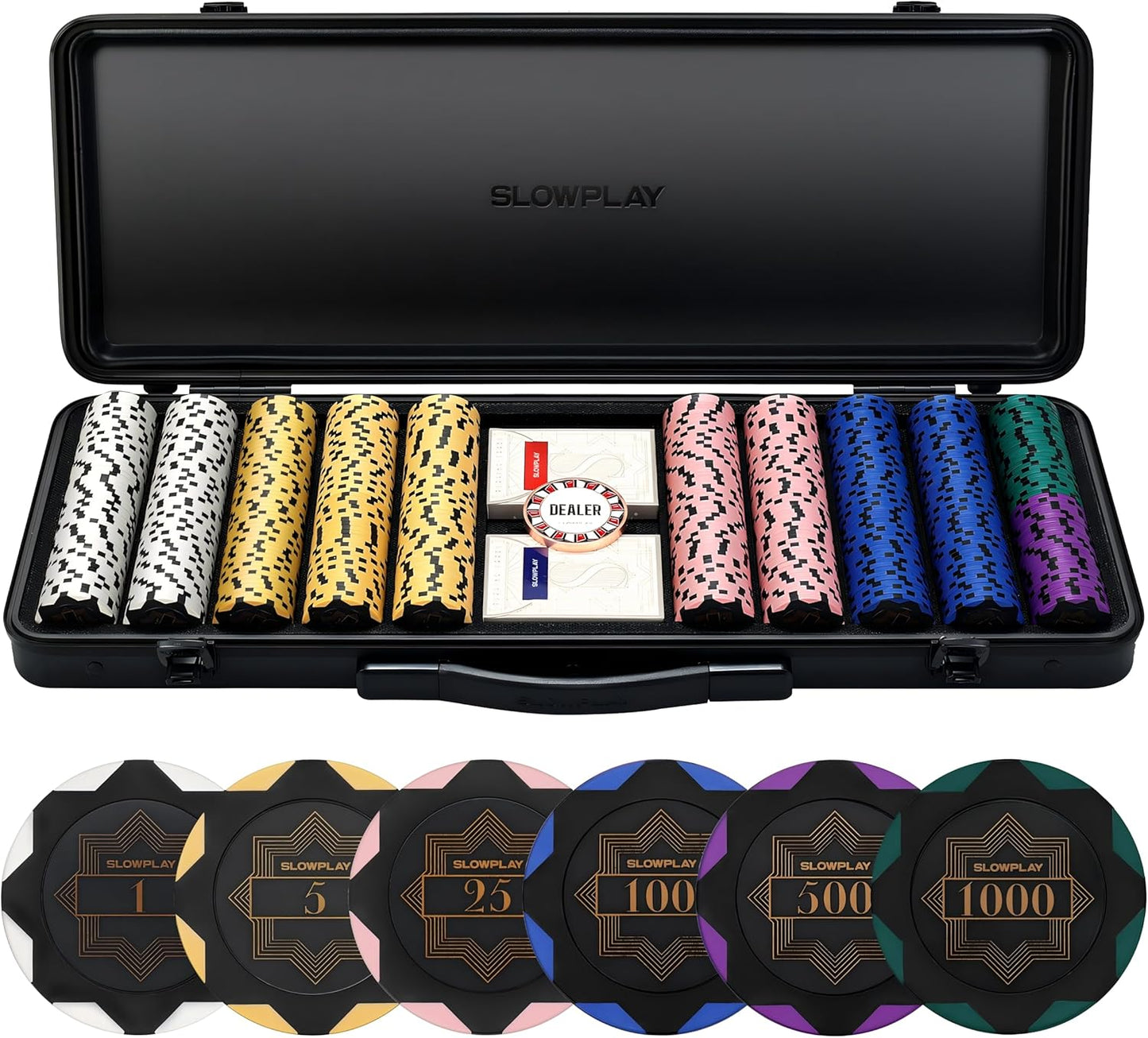 Pokerchips-Set für Texas Holdem, 500 Chips mit Werten