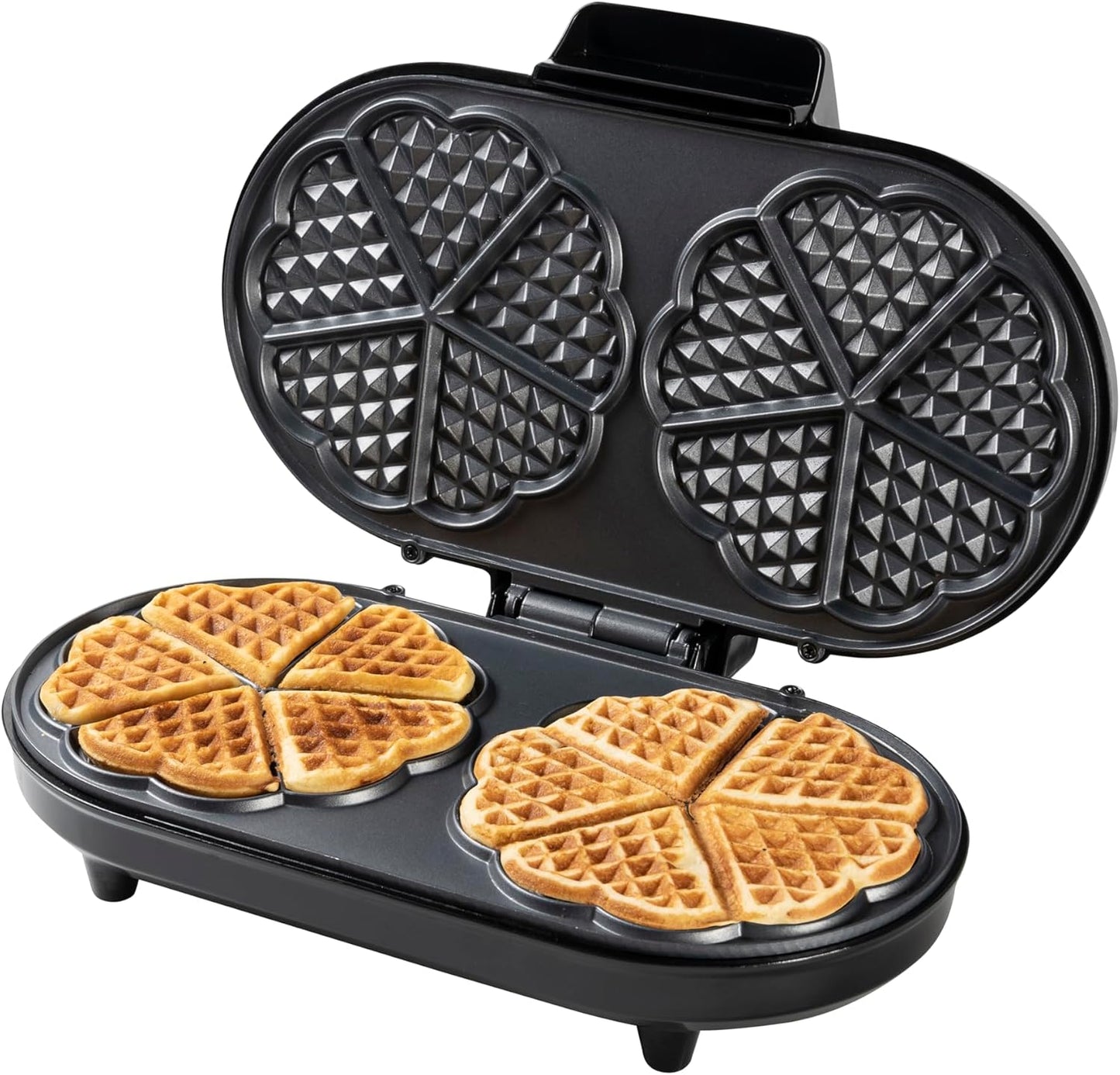 Doppel-Waffeleisen für Herzwaffeln, 1.200 Watt, Beige