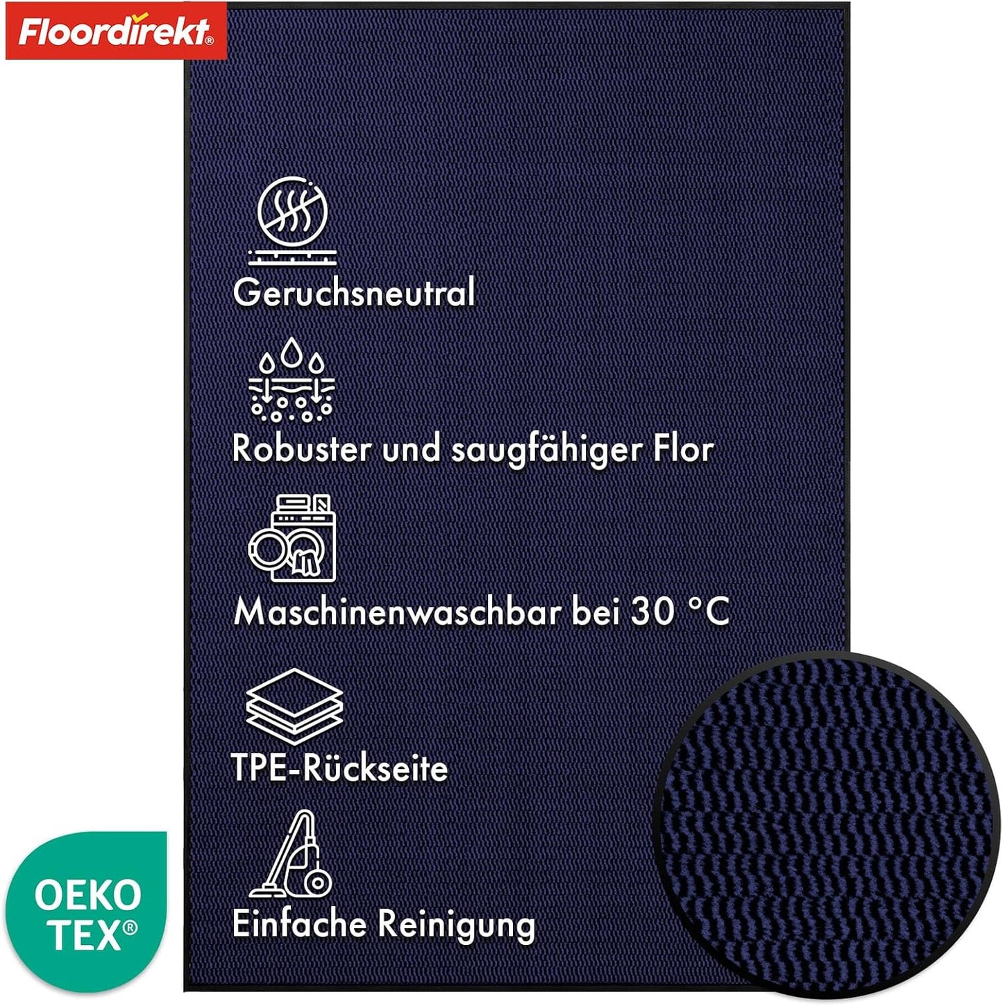 Premium Schmutzfangmatte für Innen und Aussen 80x120 cm, 80 x 120 cm Blau