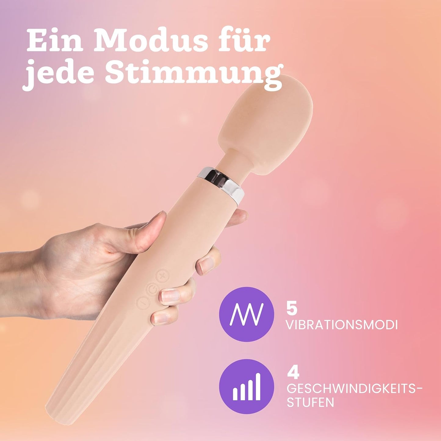 Deluxe Vibrator, duschfest & kabellos, 5 Modi, Rosenquarz, Deluxe
