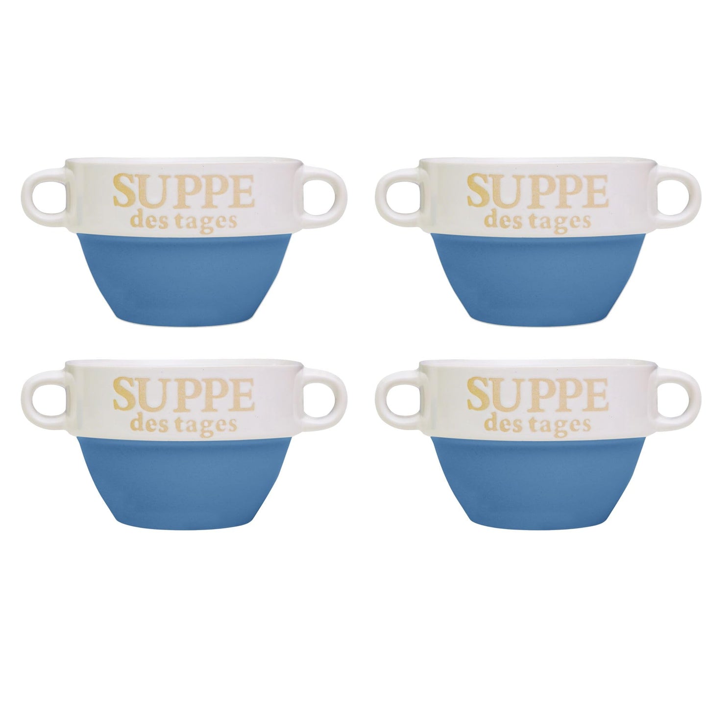 4-teiliges Suppenschalen-Set Suppe des Tages, 4 Stück Blau