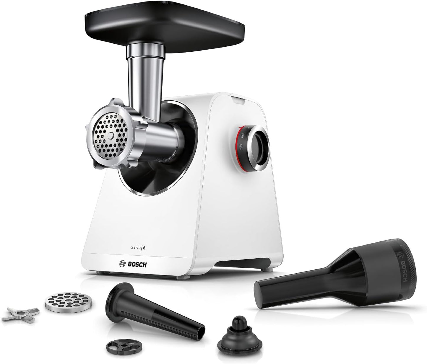 MultiPower Serie 6 Fleischwolf mit Kebbe- und Wurst-Aufsatz, Weiß
