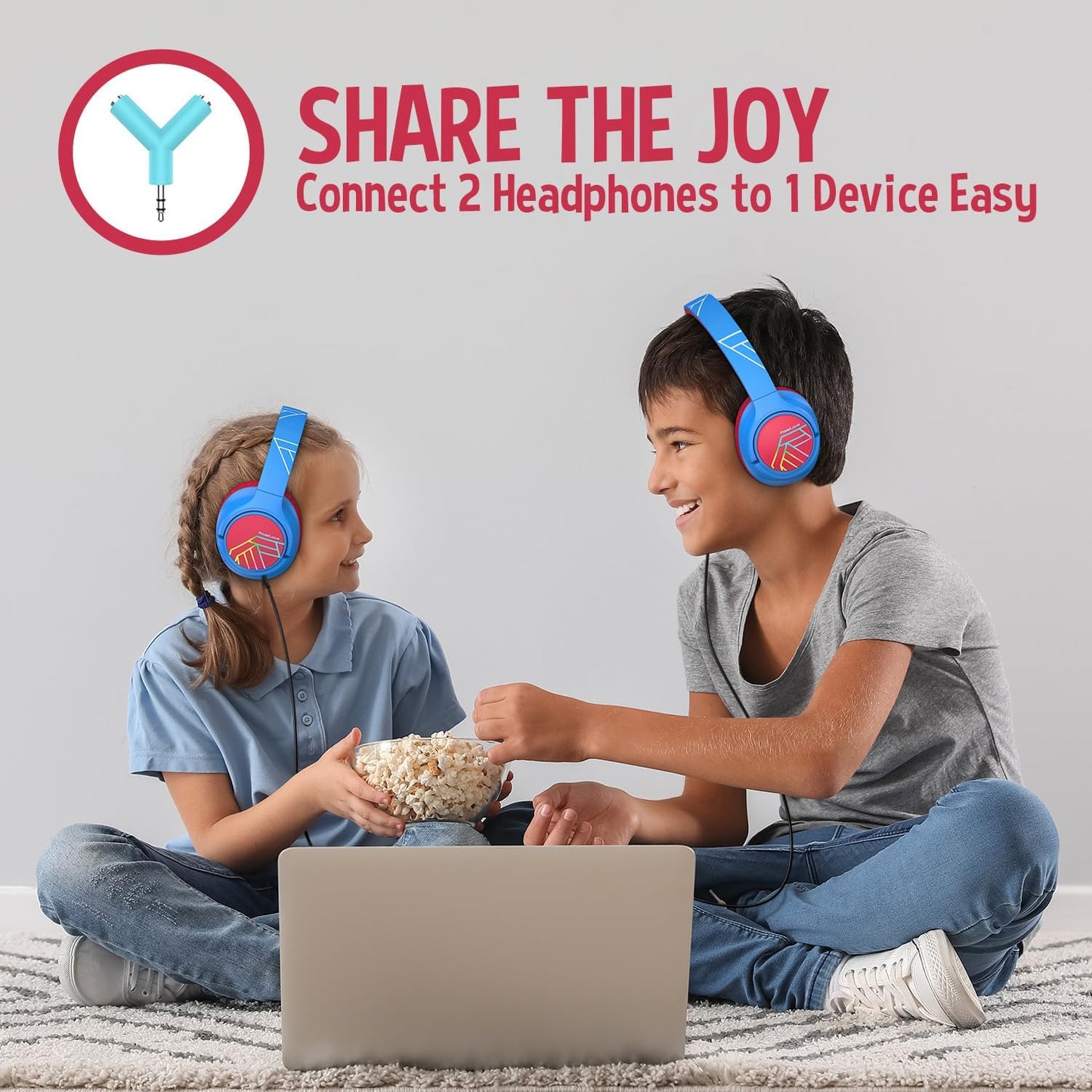 Bobo Bluetooth-Kopfhörer für Kinder, Blau/Rot